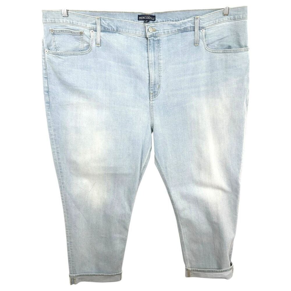 J Crew Mercantile Plus‎ Size 28W Jeans Sz 37 High Rise Light Straight Cuffed 770